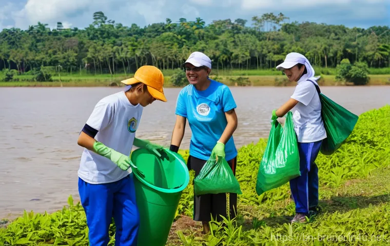 브루나이의 하천 보전 - **Prompt:** A serene and vibrant river scene in Brunei Darussalam, showcasing its rich cultural heri...
