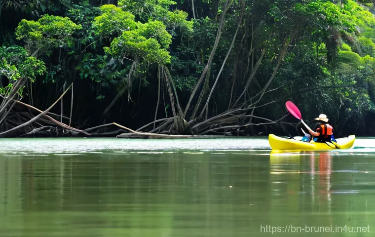 브루나이의 하천 보전 - **Prompt:** A hopeful and collaborative community clean-up event along the banks of a beautiful rive...