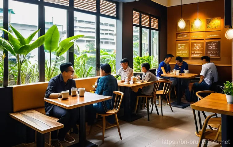 브루나이 커피 문화 - Prompt 1: "The Heart of Brunei's Coffee Social Bonding"** 브루나이 커피 문화 - Prompt 1: "The Heart of Brunei's Coffee Social Bonding"**