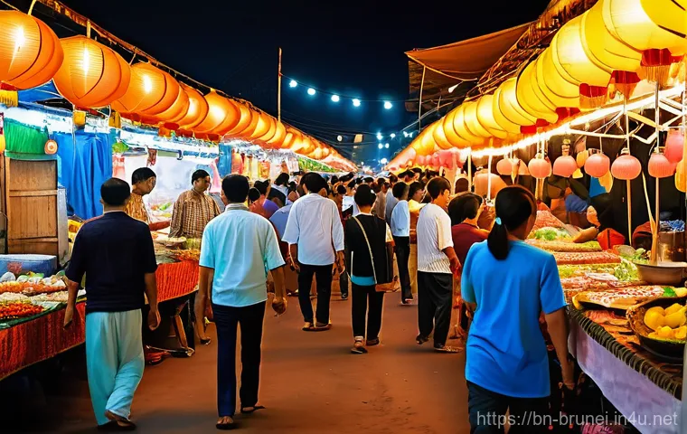 브루나이 나이트 마켓 - Prompt 1: The Luminous Heart of Brunei's Night Market**