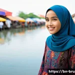 Home 14 브루나이 무슬림 예절 - **Prompt for Modest Clothing and Warm Greetings:**
"A captivating portrait of a young Bruneian w...